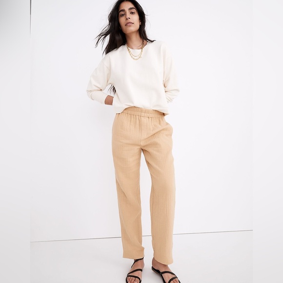 Madewell Pants - Madewell Cotton Pull-On Crop Gauze Lounge Pants Tan XS